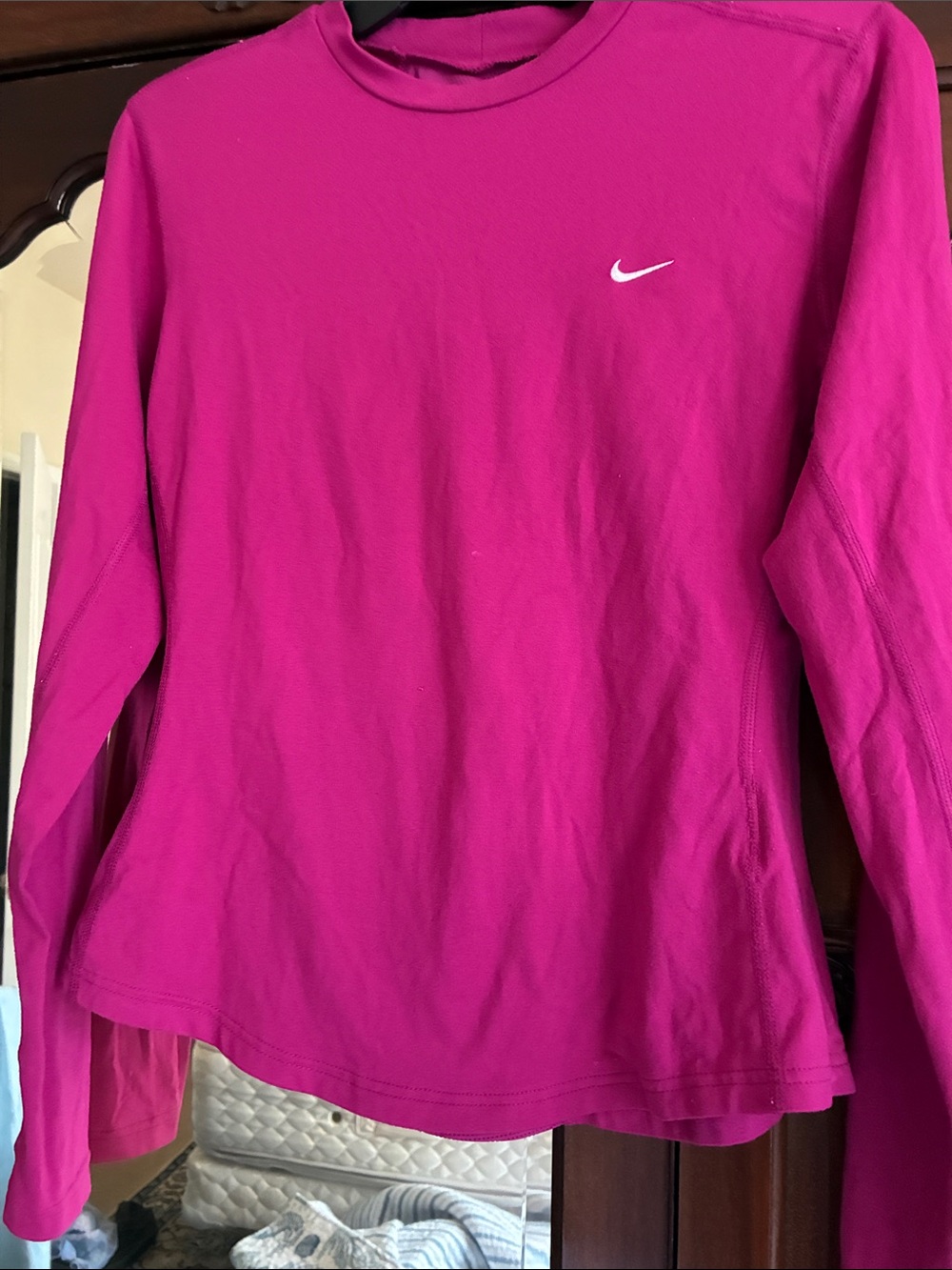 Nike Women's Long Sleeve Crew Top - Bright Magenta, runs small